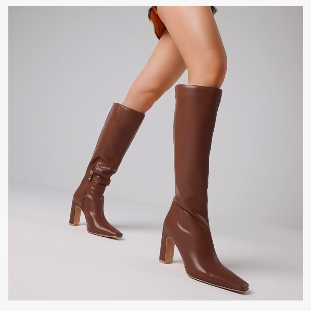 Tall Brown Heeled Boots NWOT